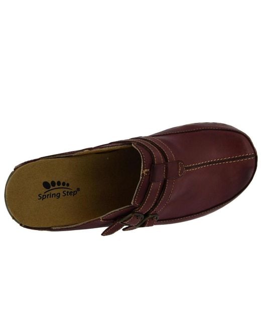 Spring Step Red Happy Multi-strap Leather Slip-on Clogs