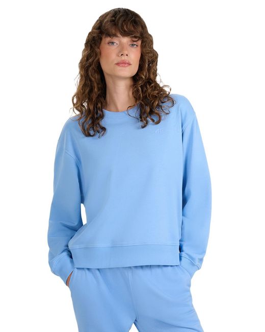 4F Blue Pullover Basic Sweatshirt Without Hood