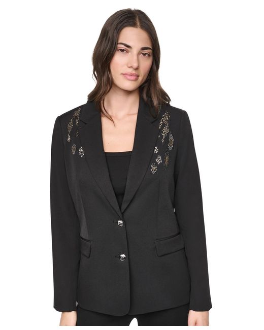 DKNY Black Collared & Two-button Jacket