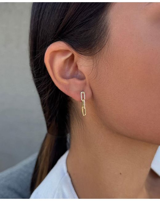 Adornia White Plated Cubic Zirconia Mini Paperclip Drop Earrings