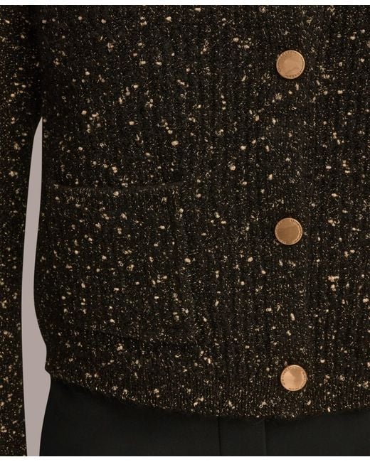 Donna Karan Brown Metallic Cardigan Sweater