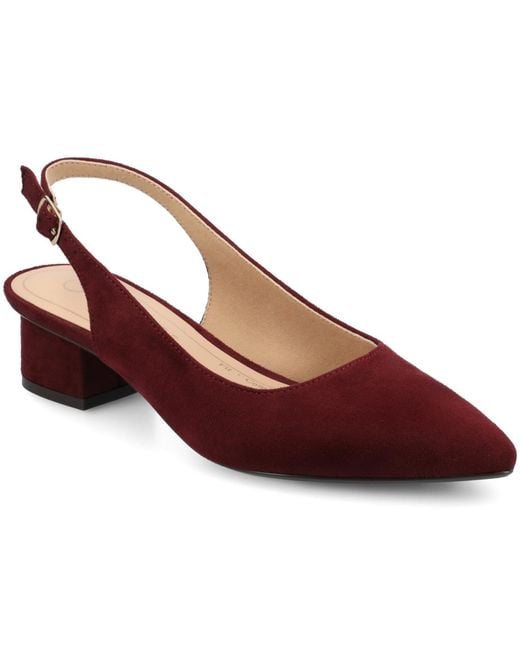 Journee Collection Women's Red Sylvia Block Heel Slingback Pumps
