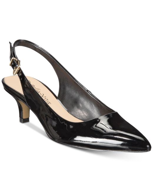 Bella Vita Scarlett Ii Kitten-heel Slingback Pumps in Black Patent