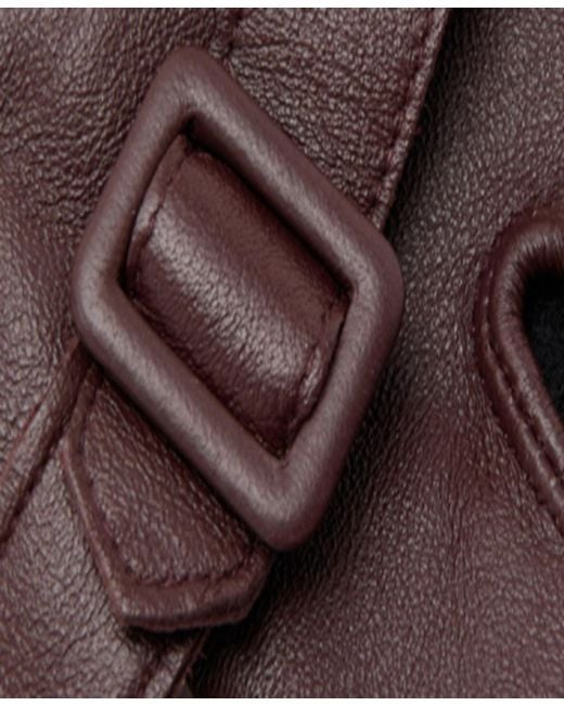 Mango Brown Buckle Leather Gloves
