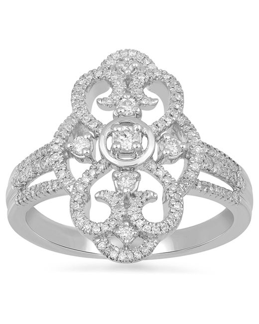 Macy's Diamond Fancy Openwork Statement Ring (3/8 Ct. T.w.) In 10k
