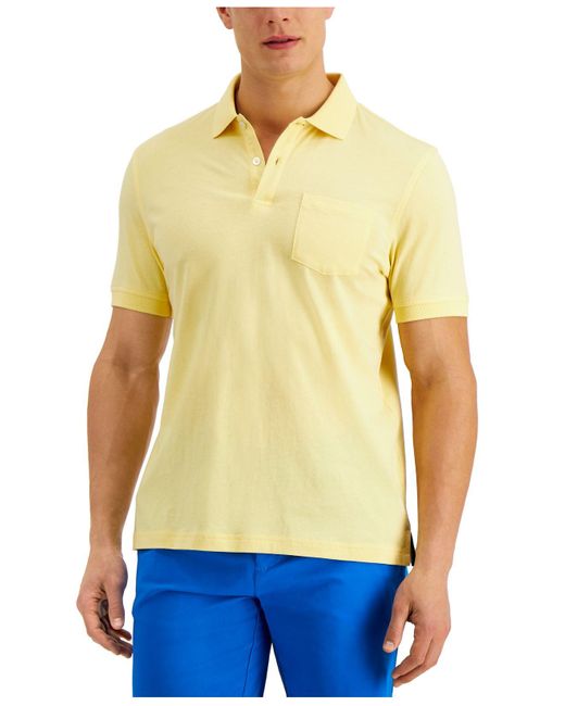 Club Room Solid Jersey Polo With Pocket, Created For Macy's in Yellow ...