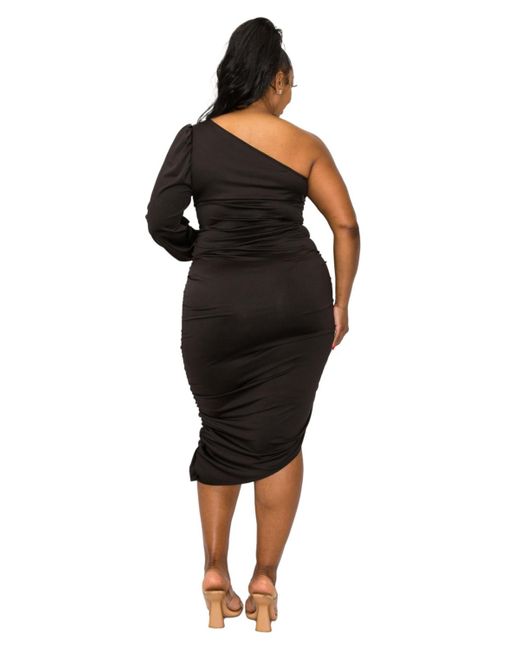L I V D Black Plus Size Gaia Asymmetrical Bodycon Dress