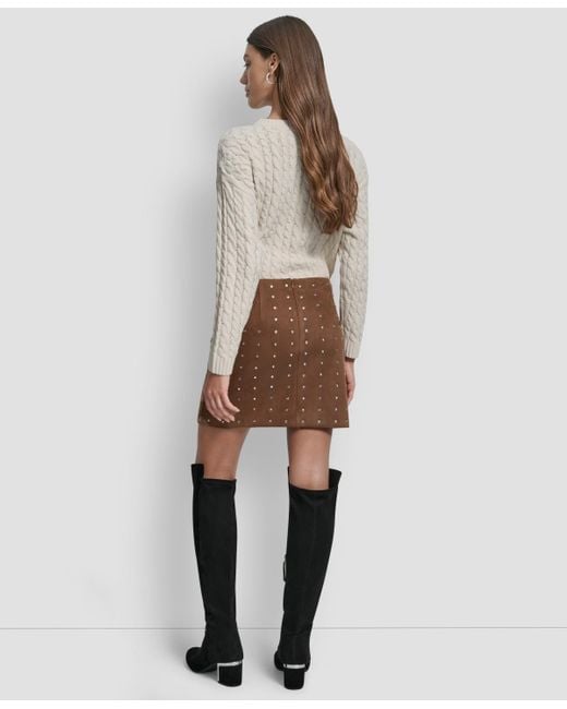 DKNY Natural Embellished Mini Skirt