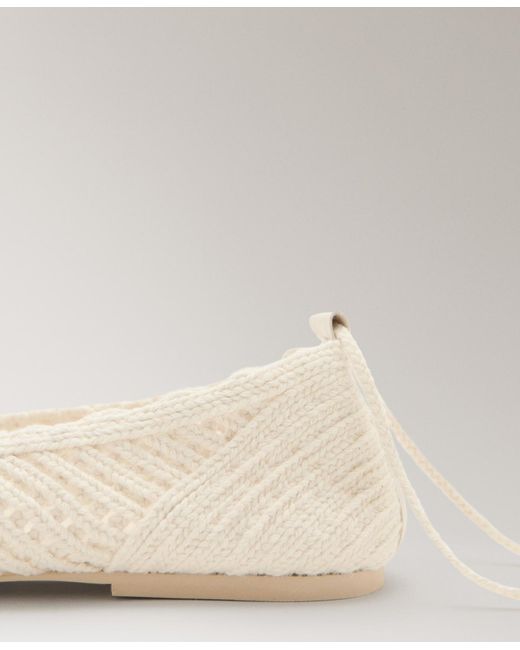 Mango Natural Straps Knit Ballet Flats