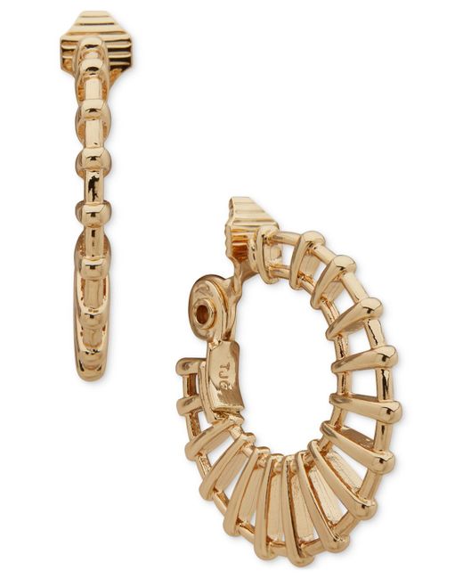 Anne Klein Metallic Tone Medium Openwork Clip-on Hoop Earrings