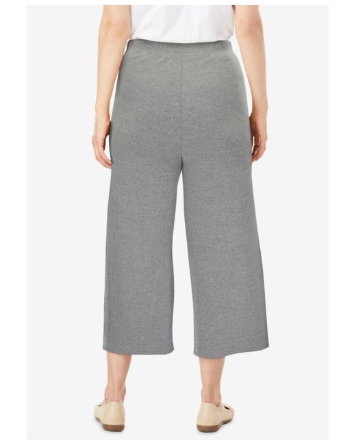 Woman Within Gray Plus Size 7-day Knit Culotte