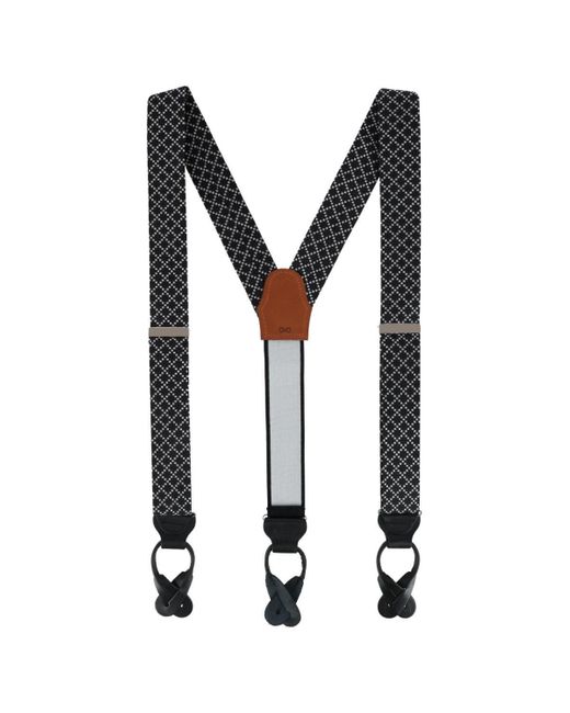 Trafalgar Black Rowan Geometric Pattern Silk Button End Suspenders for men