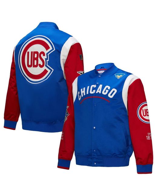 Mitchell & Ness Blue /red Chicago Cubs Cooperstown Collection Team Origins Satin Full-snap Jacket for men