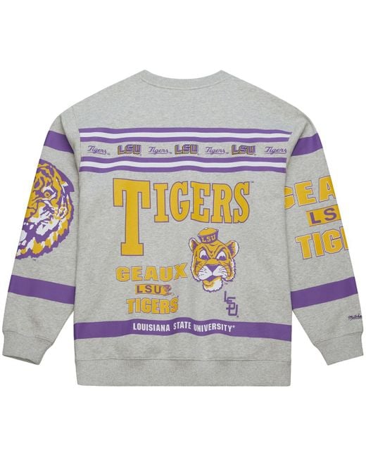 Mitchell & Ness Gray Lsu Tigers All Over Print Sweatshirt for men