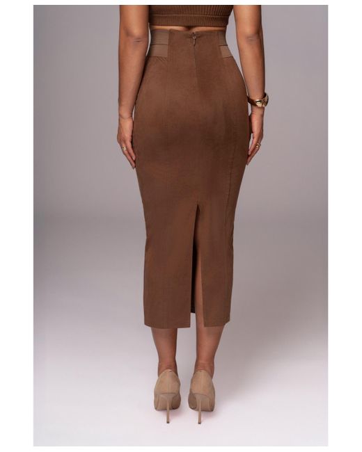 JLUXLABEL Brown Phoenix Suede Skirt