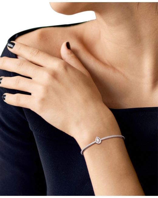 Macy's White Pear Halo Bolo Bracelet (3/4 Ct. T.w.