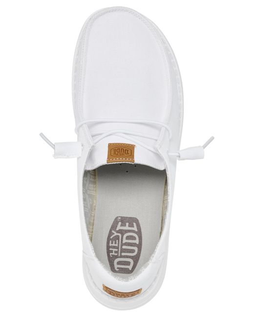 HeyDude White Wendy Stretch Canvas Casual Moccasin Sneakers From Finish Line