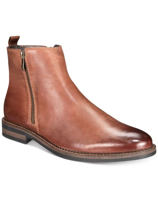 Alfani Brown Aspenn Double-zipper Boots, Created For Macy's for men