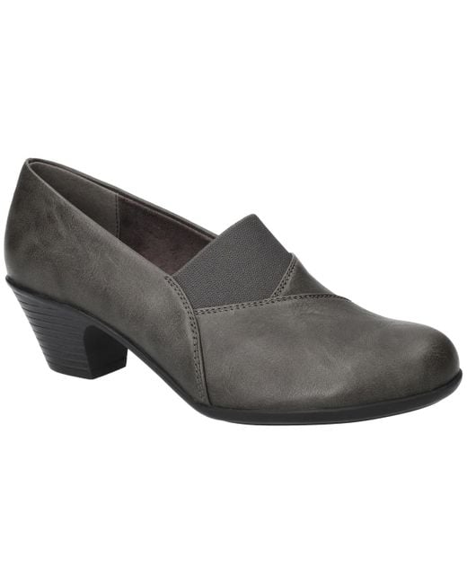 Easy Street Women's Gray Fondly Block-heel Slip-on Shooties