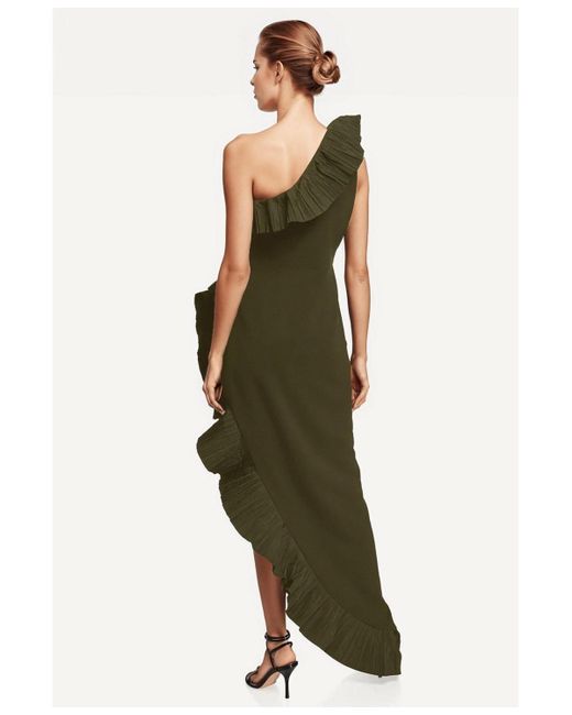 ONE33 SOCIAL Green The Mercer Pleated Ruffle Gown