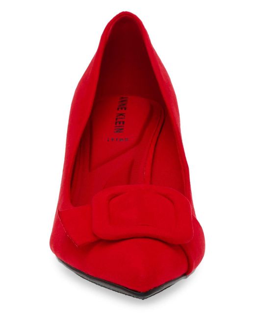 Anne Klein Bentley Buckle Pumps in Red | Lyst