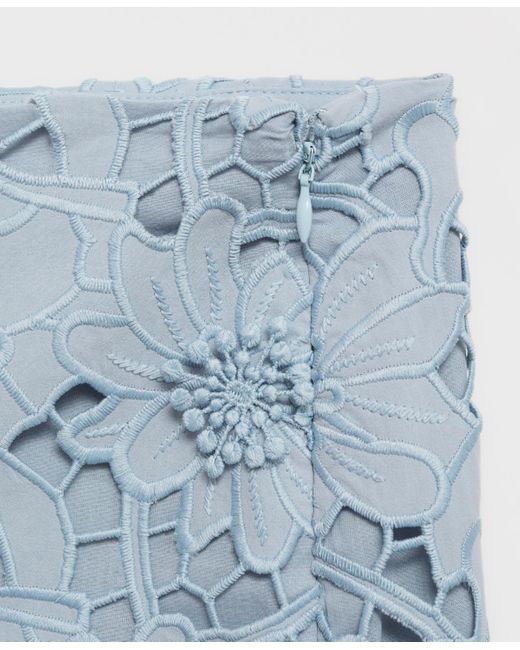 Mango Blue Embroidered Cotton Skirt