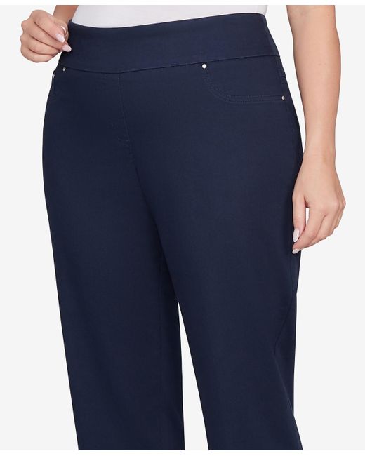 Ruby Rd Blue Plus Size Soft Denim Faux Pocket Pants