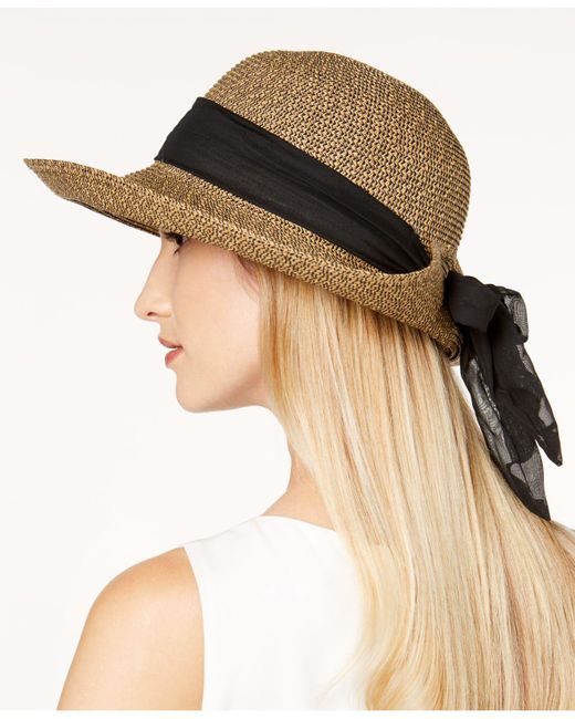 Nine West Packable Bow Scarf Floppy Sun Hat | Lyst