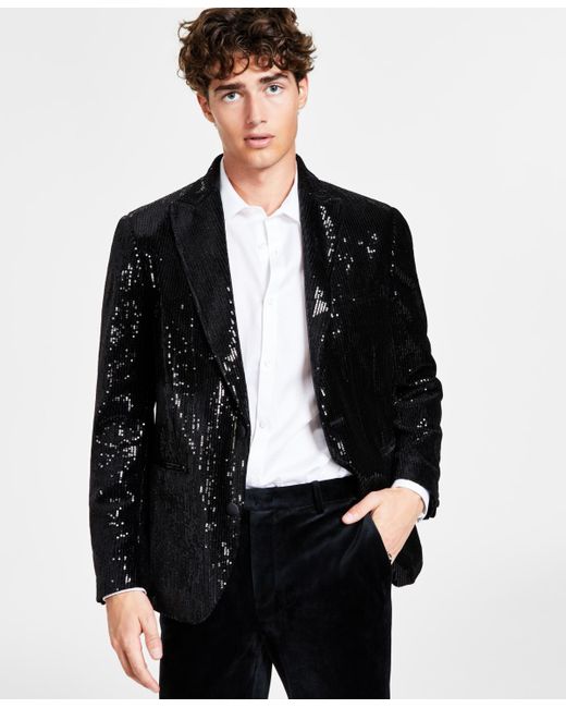 INC International Concepts Black Inc Sequin Blazer for men