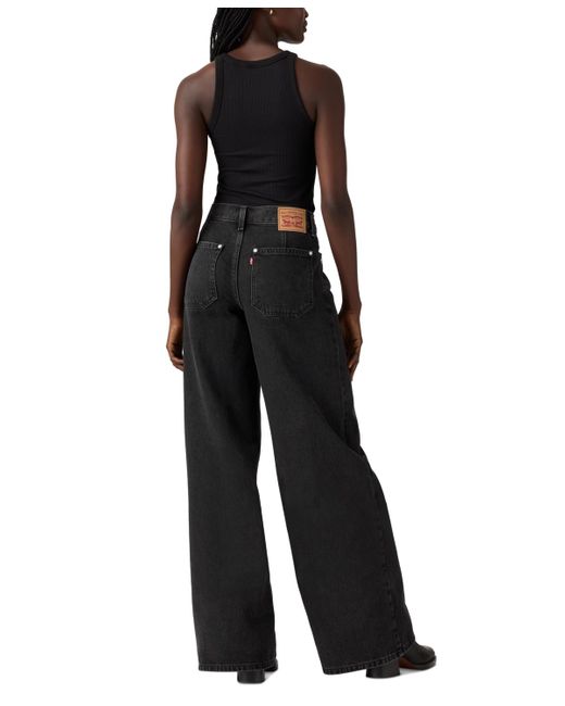 Levi's Black Cotton '94 Mid-rise Wide-leg Moto Jeans