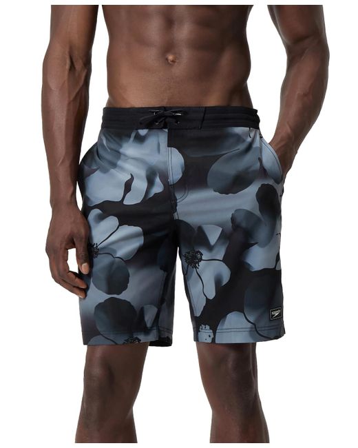 Speedo Blue Bondi Basin Abstract Print Drawstring 9" Boardshorts for men