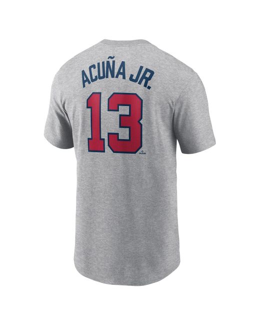 Nike Gray Ronald Acuna Jr. Atlanta Braves Fuse Name Number T-shirt for men