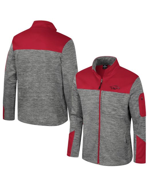Colosseum Athletics Gray/cardinal Arkansas Razorbacks Guard Full-zip Jacket for men