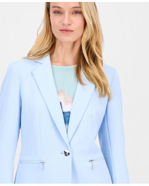 Anne Klein Blue Notch-collar One-button Jacket