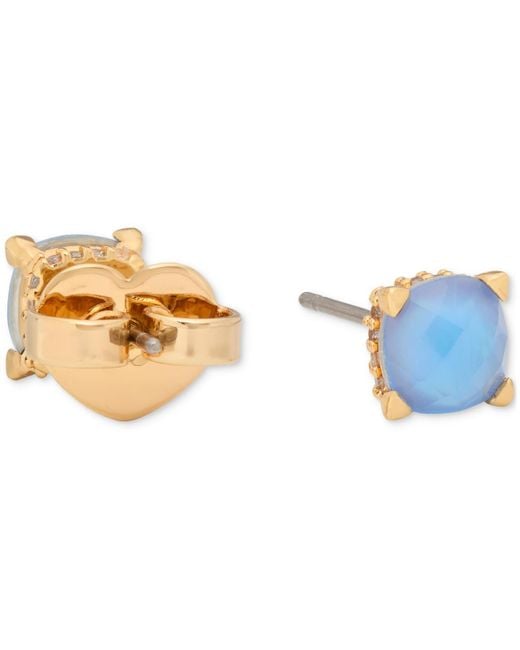 Kate Spade Blue Gold-tone Color Cubic Zirconia Stud Earrings