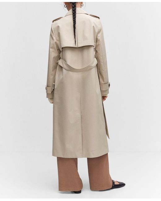 Mango Water-resistant Double Breasted Trench Coat in Natural | Lyst