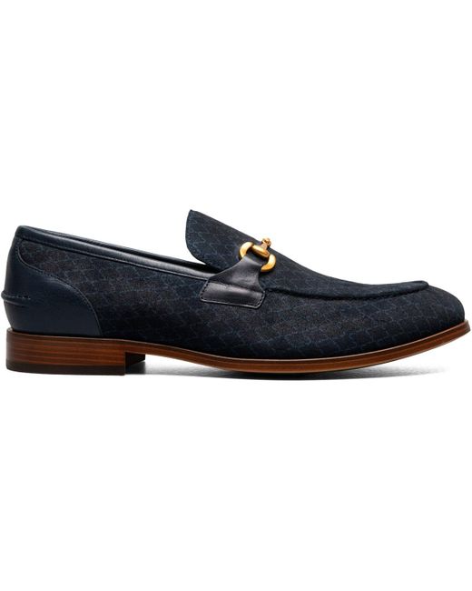 Stacy Adams Blue Brinkley Moc Toe Metal Bit Slip On Shoe for men
