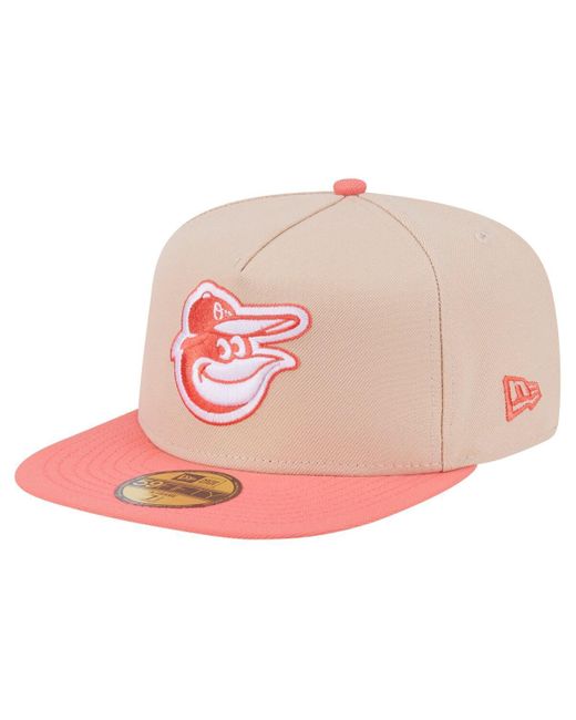 KTZ Pink Light Beige/coral Baltimore Orioles Two-tone Color Pack A-frame 59fifty Fitted Hat for men