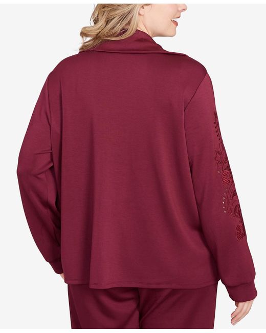 Ruby Rd Plus Size Embroidered Floral Cutout Snap Jacket
