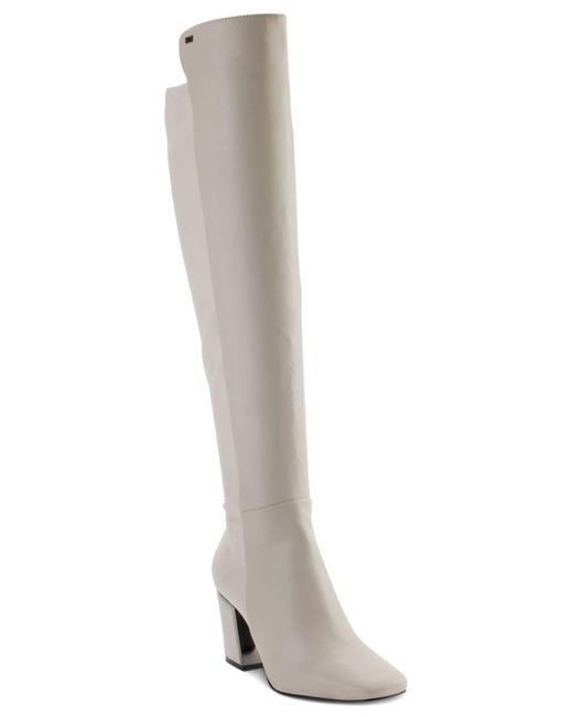 DKNY Cilli Squaretoe Kneehigh Dress Boots in White Lyst