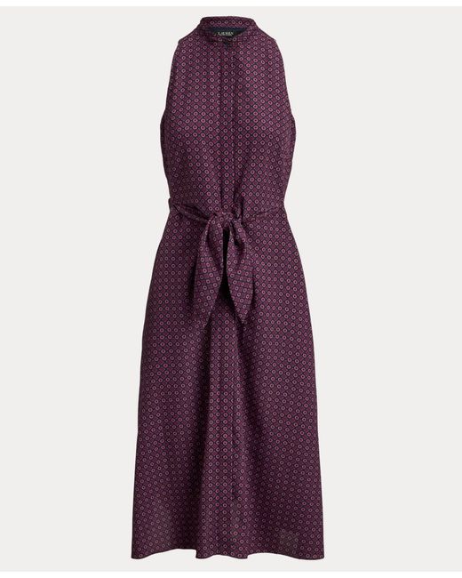 Ralph Lauren Red Print Tie-front Sleeveless Dress