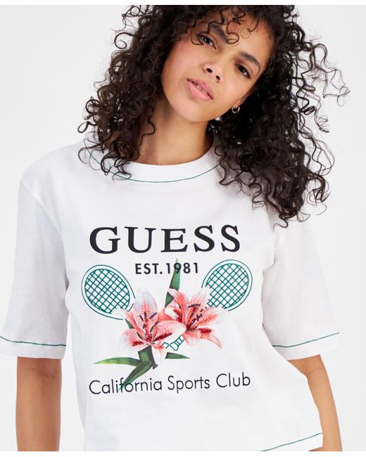 Guess White Zoey Short-sleeve Graphic Crewneck T-shirt