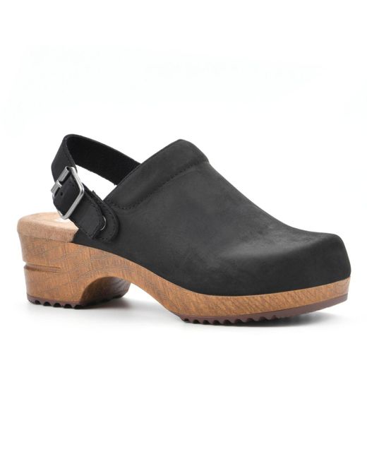 White Mountain Leather Being Slingback Platform Clogs in Black, Nubuck (Black) | Lyst