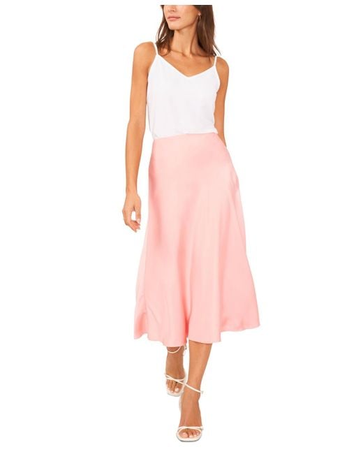 1.STATE Pink Bias Cut A-line Midi Skirt