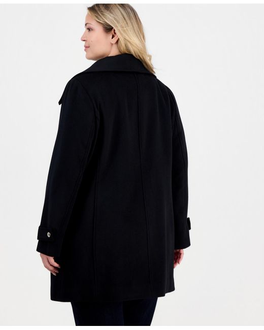 Michael Kors Blue Michael Plus Size Collared Zip-front Coat