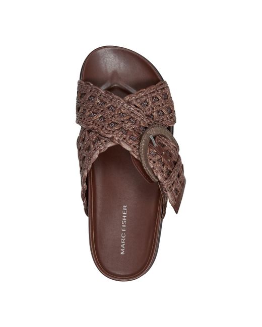 Marc Fisher Brown Welti Woven Slip-on Flat Footbed Sandals