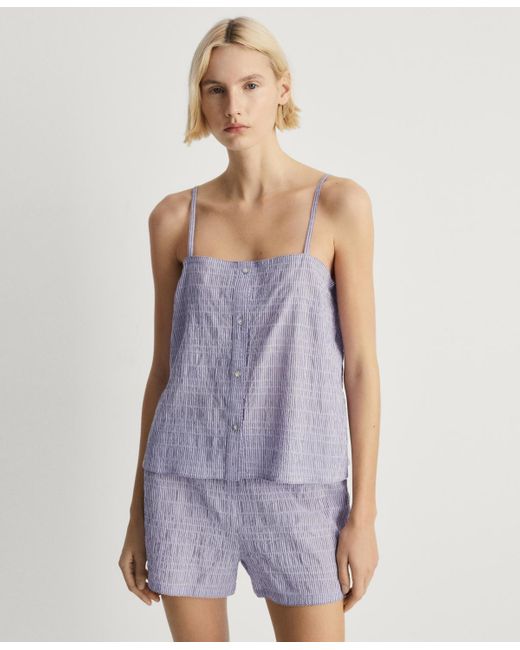 Mango Purple 2-piece Seersucker Stripe Cotton Pajama Set