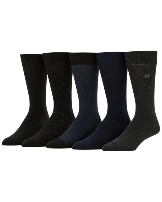 Perry Ellis Black Herringbone Patterned Texture Socks for men