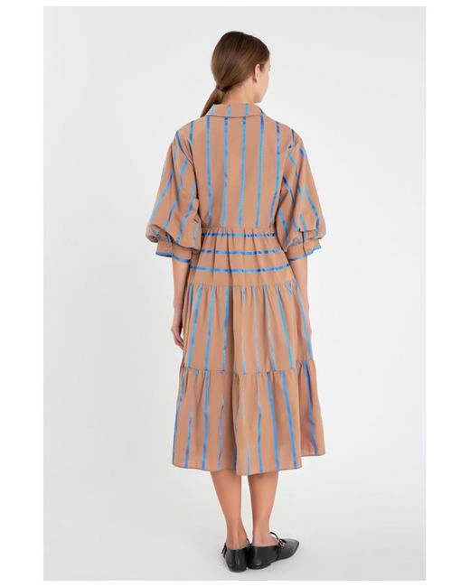 English Factory Multicolor Striped Collared Midi Dress