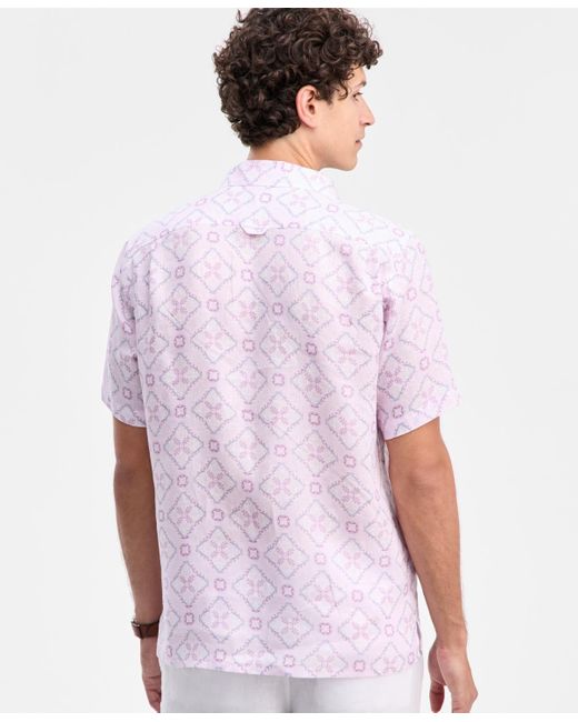 Club Room White Reno Short Sleeve Medallion Print Button-front Shirt for men